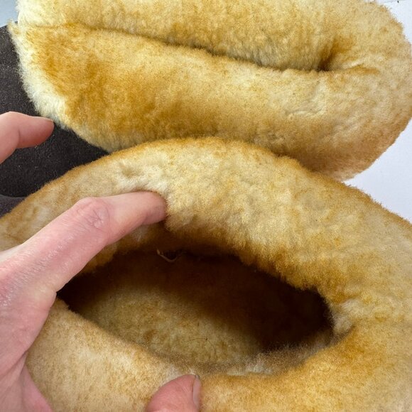 Great Northwestern Men's Brown Suede Leather Shearling Slip On Slippers sz 11 - Picture 7 of 11